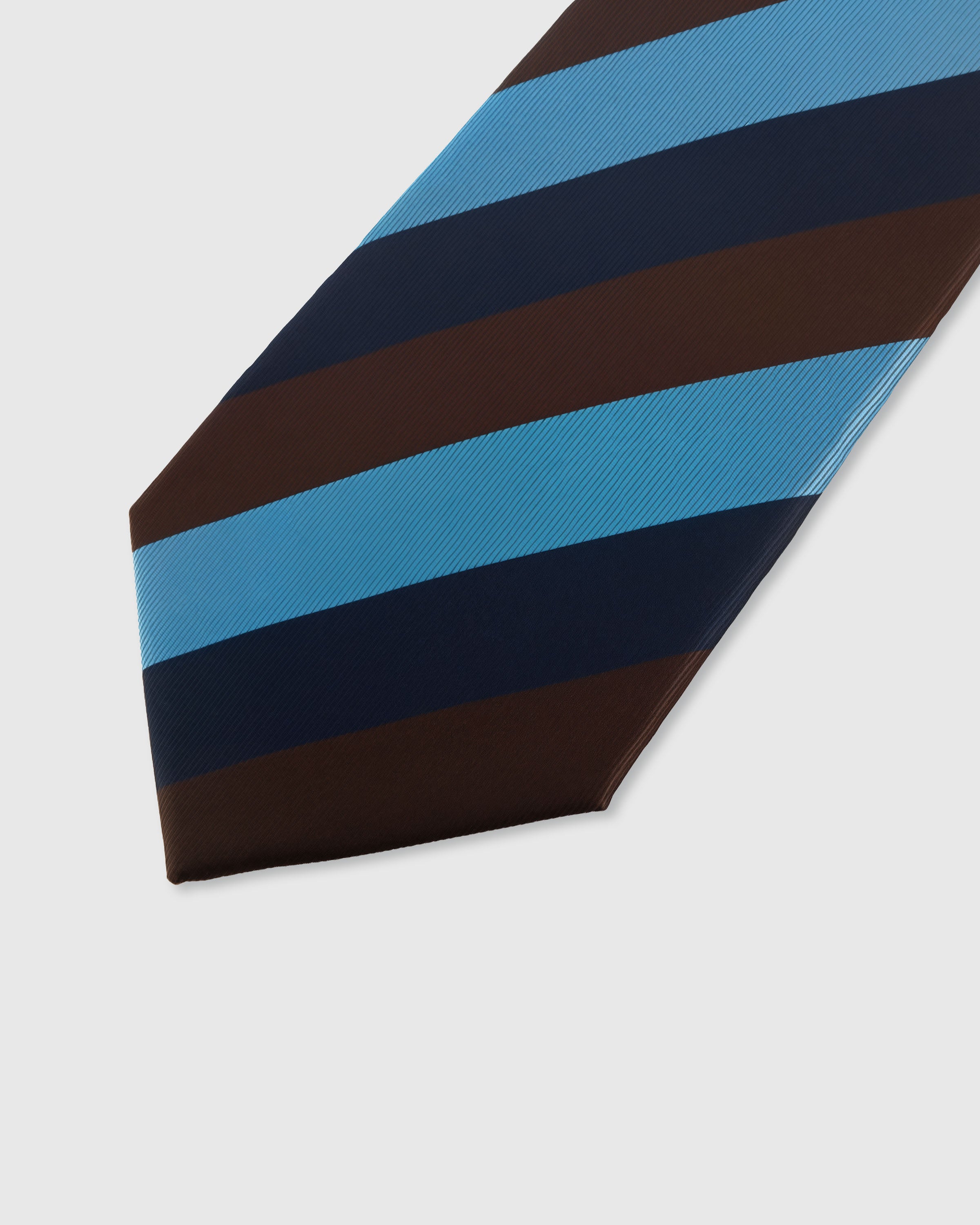 {Embroidered bold block stripe detail} Block stripe detail on azure multi mulberry silk tie showing embroidered pattern by STICKYZOO