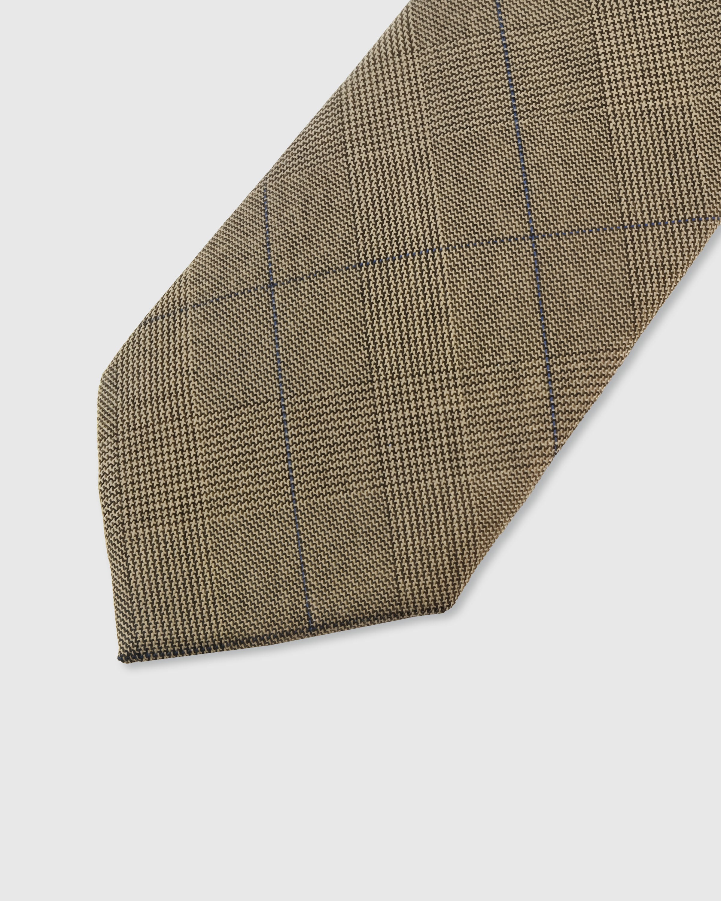 {Glen plaid windowpane detail} Glen plaid detail on sand mulberry silk tie showing embroidered pattern by STICKYZOO