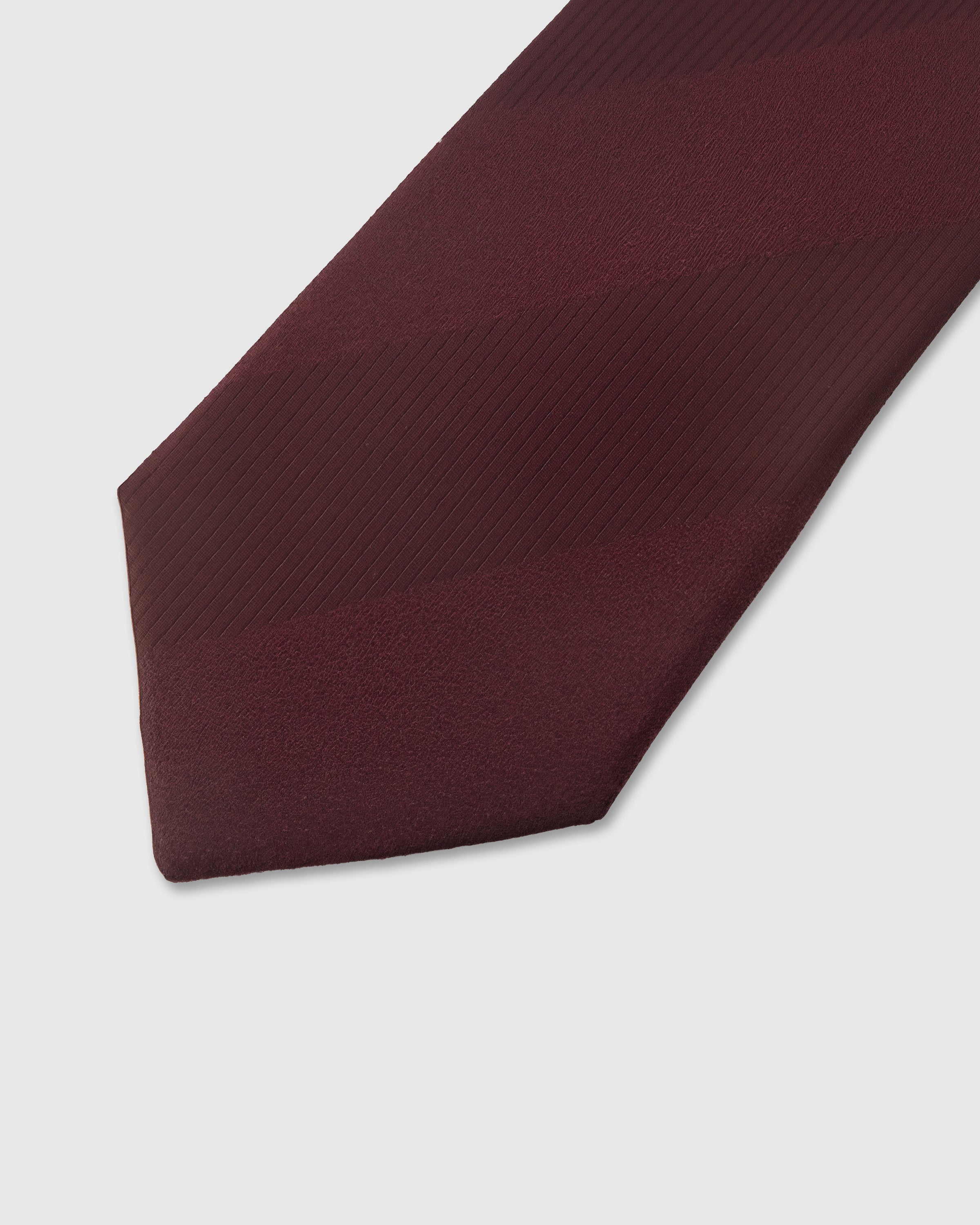 Tonal satin detail on merlot mulberry silk tie showing subtle diagonal weave texture by STICKYZOO