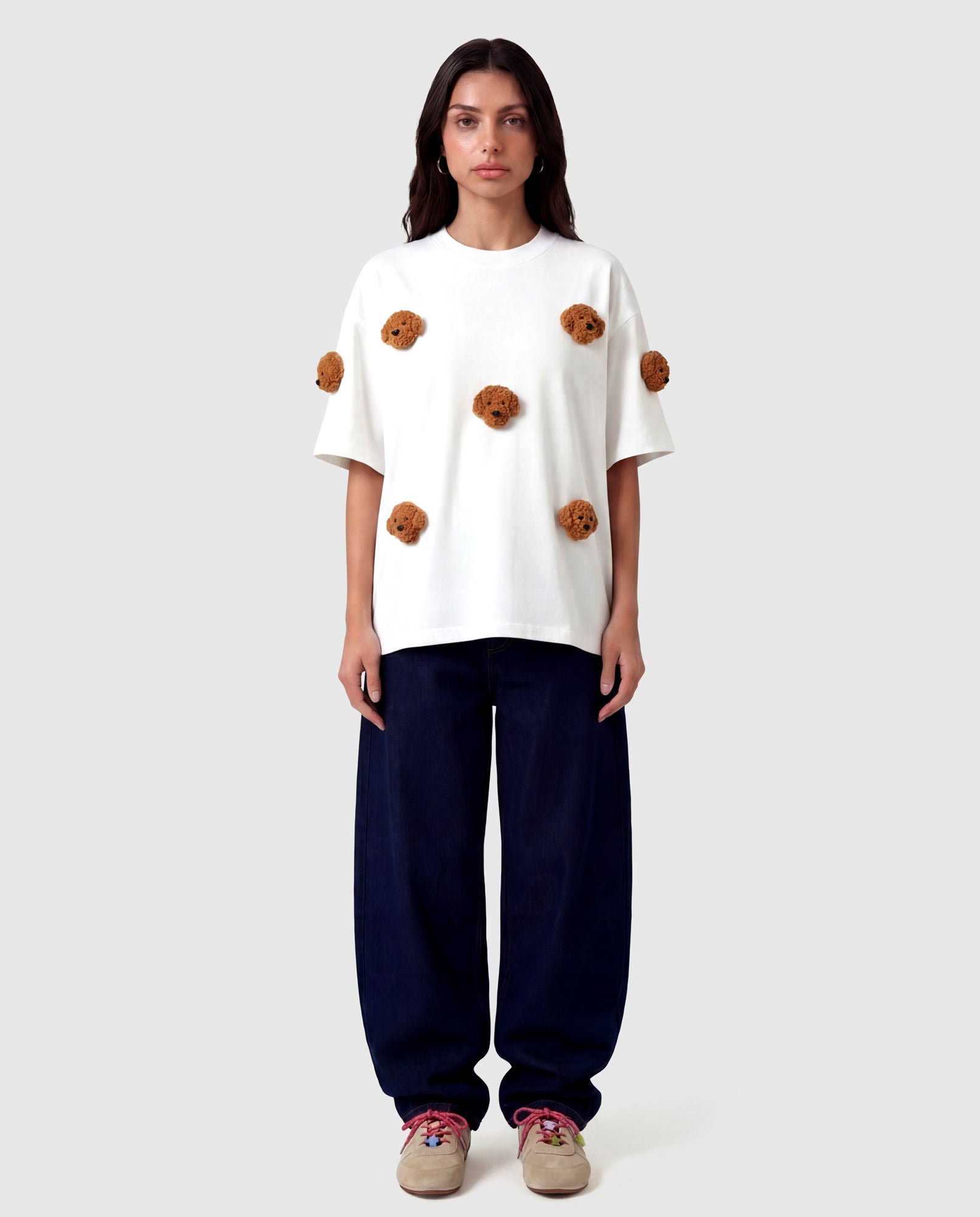 White Poodle Plush T-Shirt · 230gsm Handmade Unisex Tee – STICKYZOO®