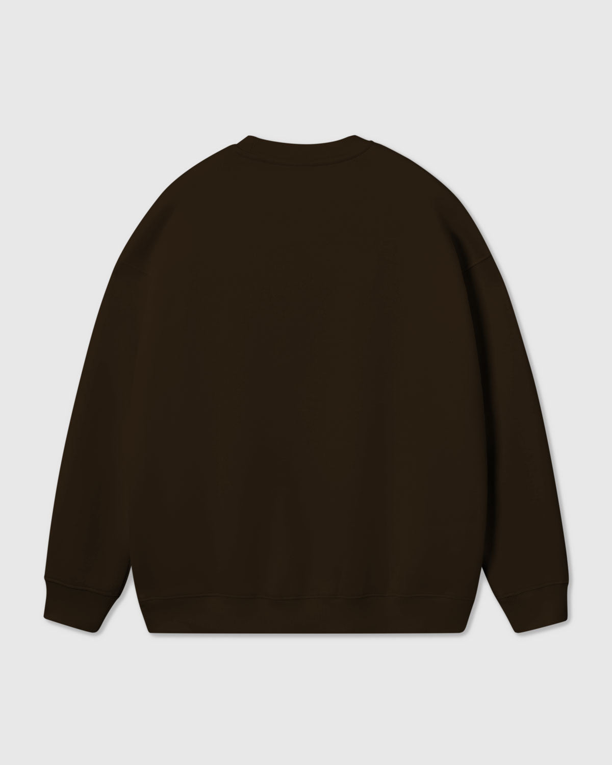 {{Model is wearing size M}} Styled view of brown Reindeer and Acorn Sweatshirt showing woodland plush applique placement