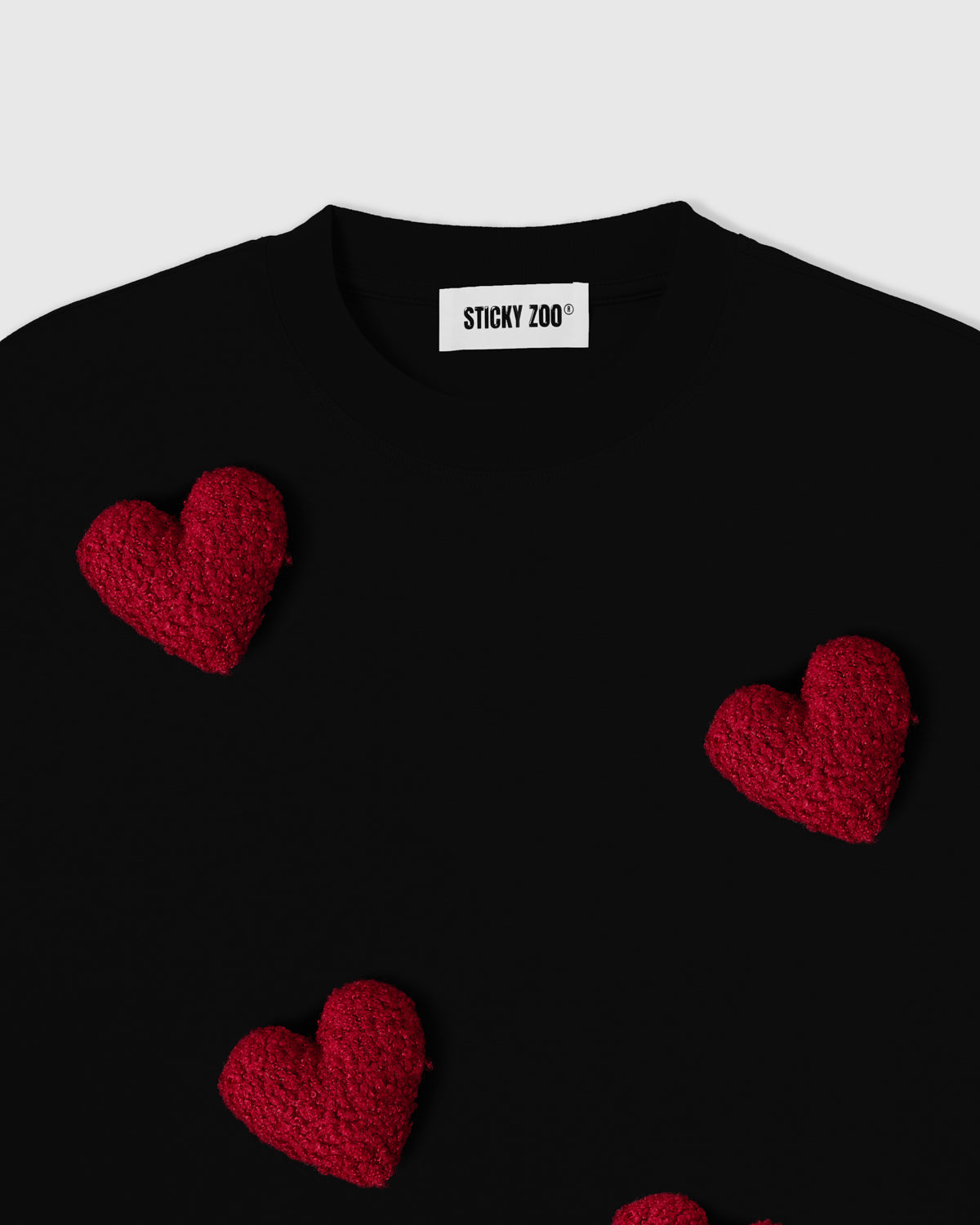 230gsm Plush Heart T-Shirt · Handmade 3D Cotton Tee – STICKYZOO®