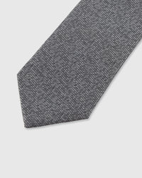 STICKYZOO Graphite Lattice Tie — detail of hand-embroidered micro lattice on pure mulberry silk