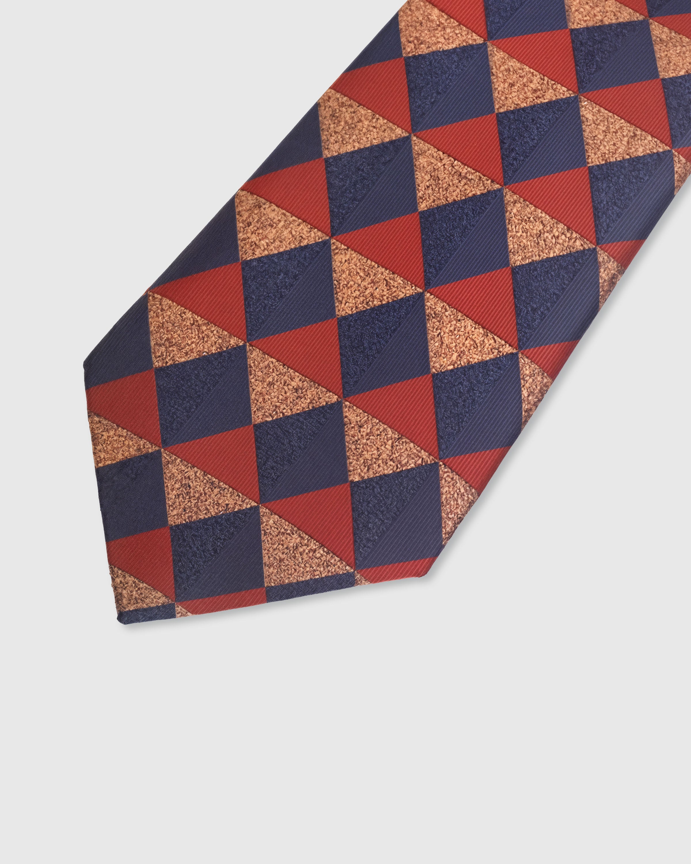 {Embroidered harlequin diamond detail} Diamond harlequin detail on ember multi mulberry silk tie showing embroidered pattern by STICKYZOO