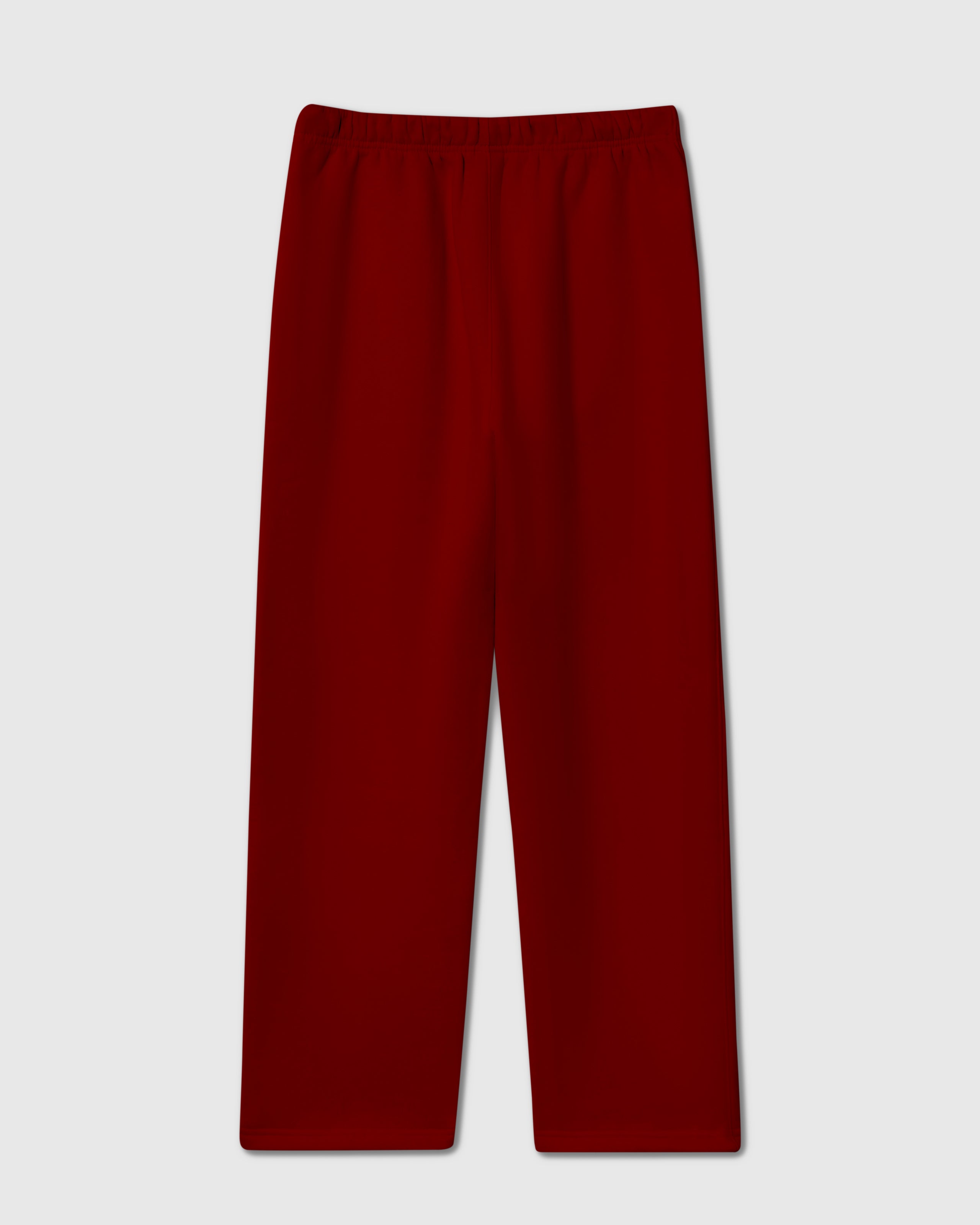 Back view of red Poodle Parade Sweatpant showing clean seams and relaxed fit