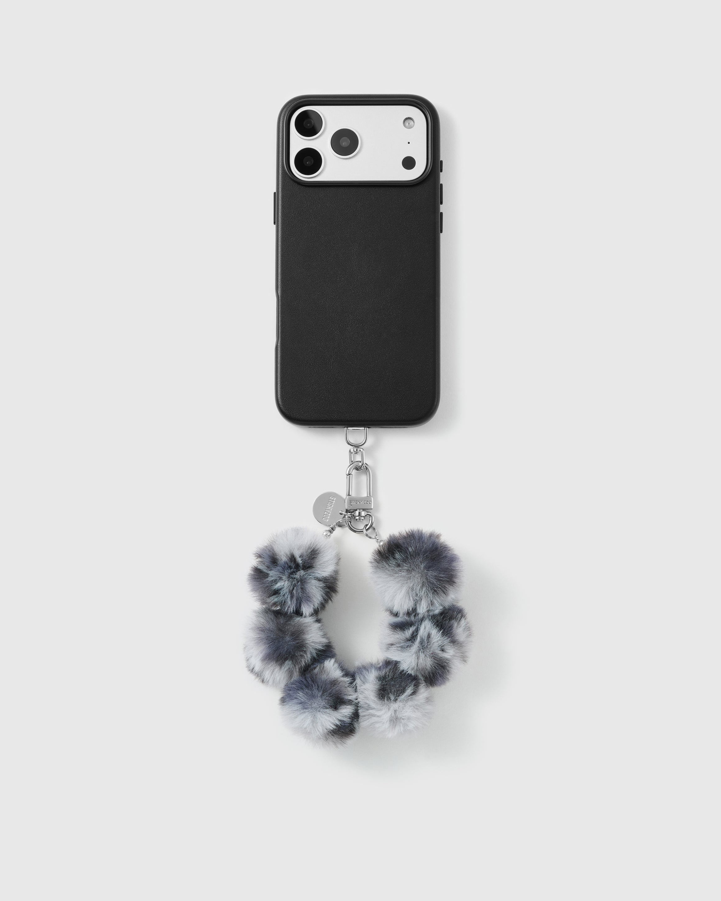 Handmade beaded phone strap on a black case, rated 4.9 across 5,000+ reviews