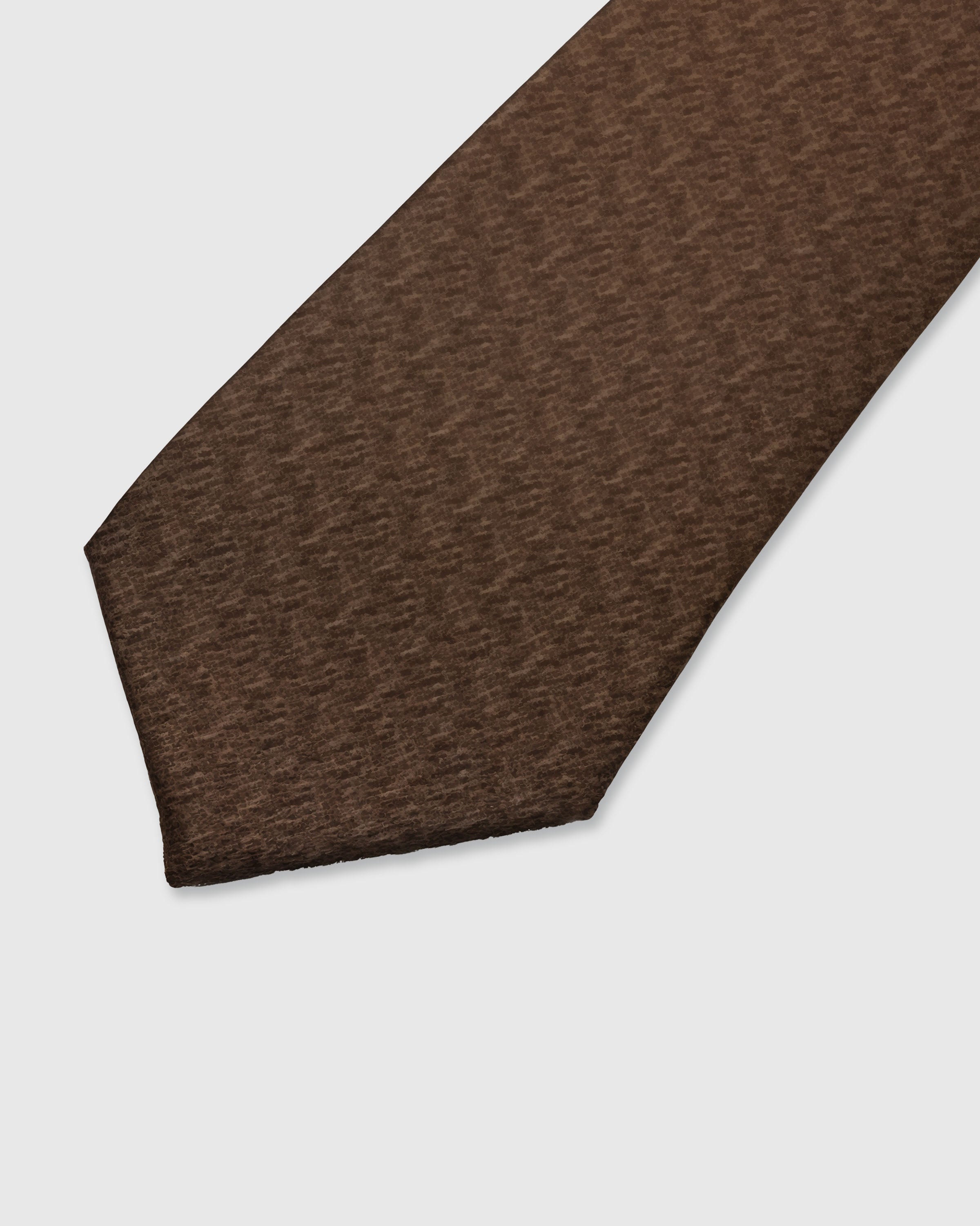 WALNUT TWEED TIE — 45° Italian bias-cut construction with structured interlining, hand-finished slip stitching visible on interior