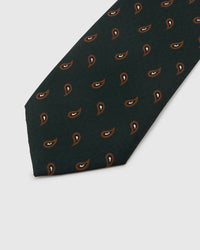 Amber botanical floral detail on navy mulberry silk tie showing hand-embroidered layered petal work by STICKYZOO
