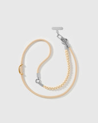 Full length of the adjustable sand braided strap worn cross-body or over the shoulder — rated 4.9 across 5,000+ reviews