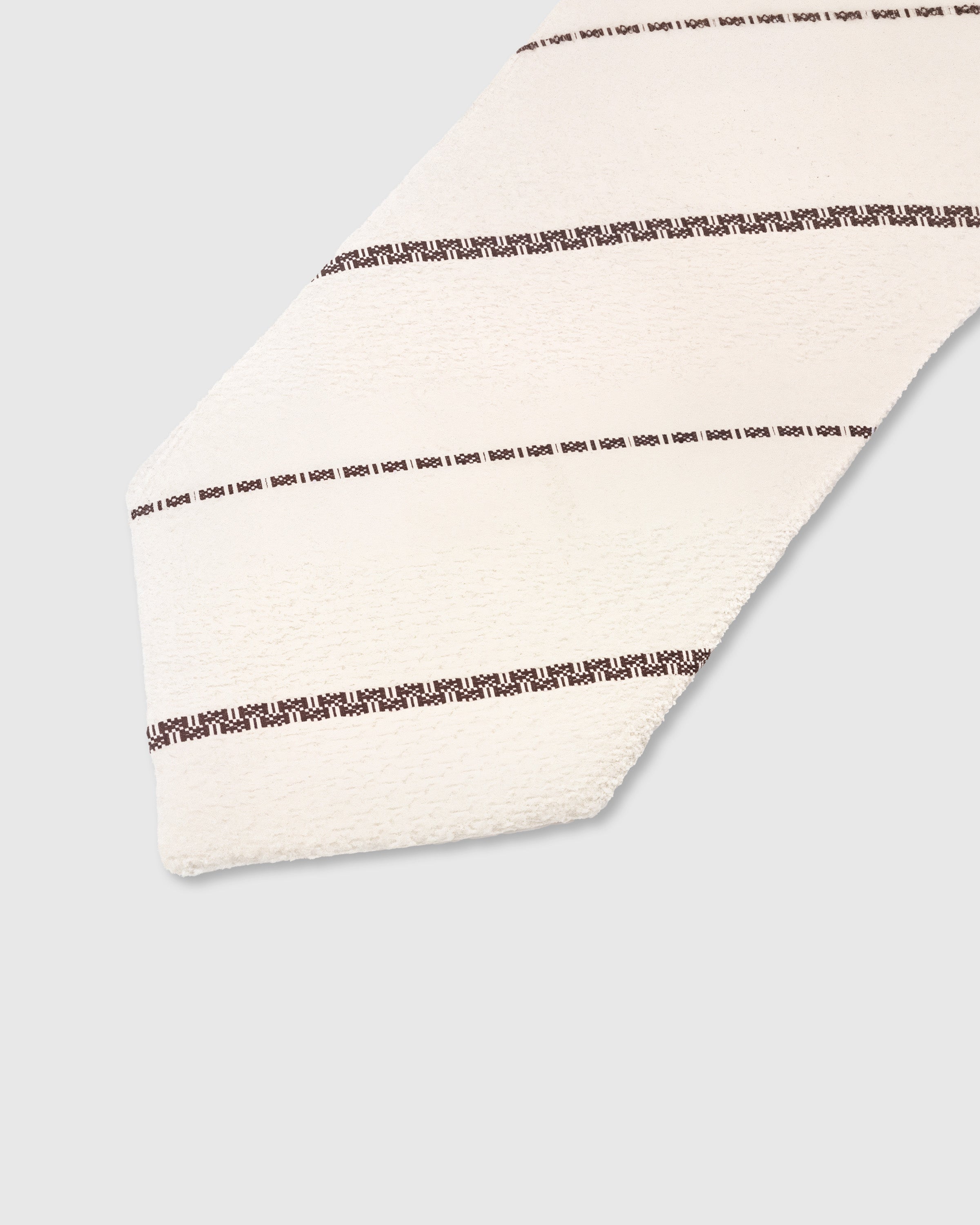 Charcoal pinstripe detail on ivory mulberry silk tie showing textured weave pattern by STICKYZOO