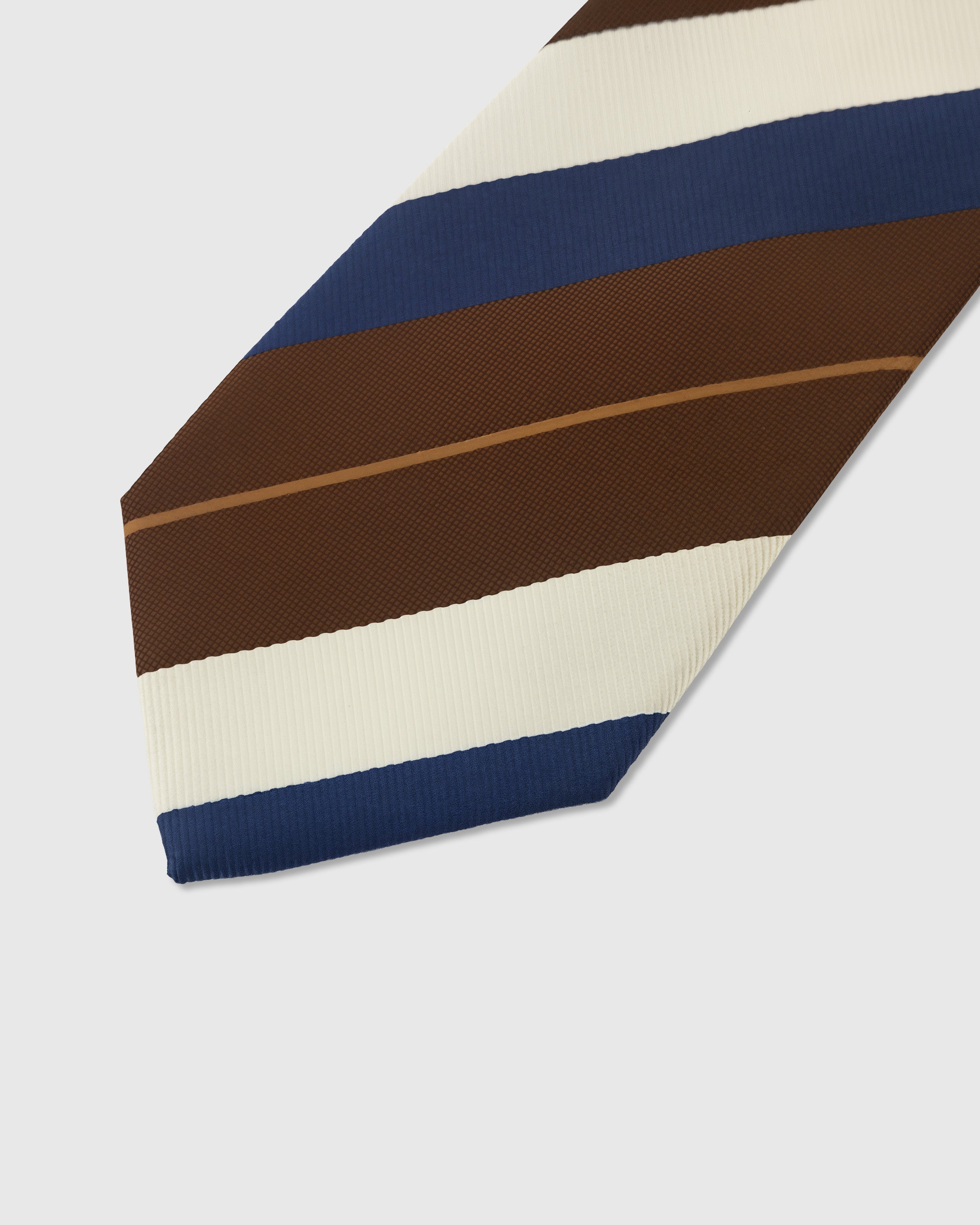Broad stripe detail on claret mulberry silk tie showing woven color band transitions by STICKYZOO