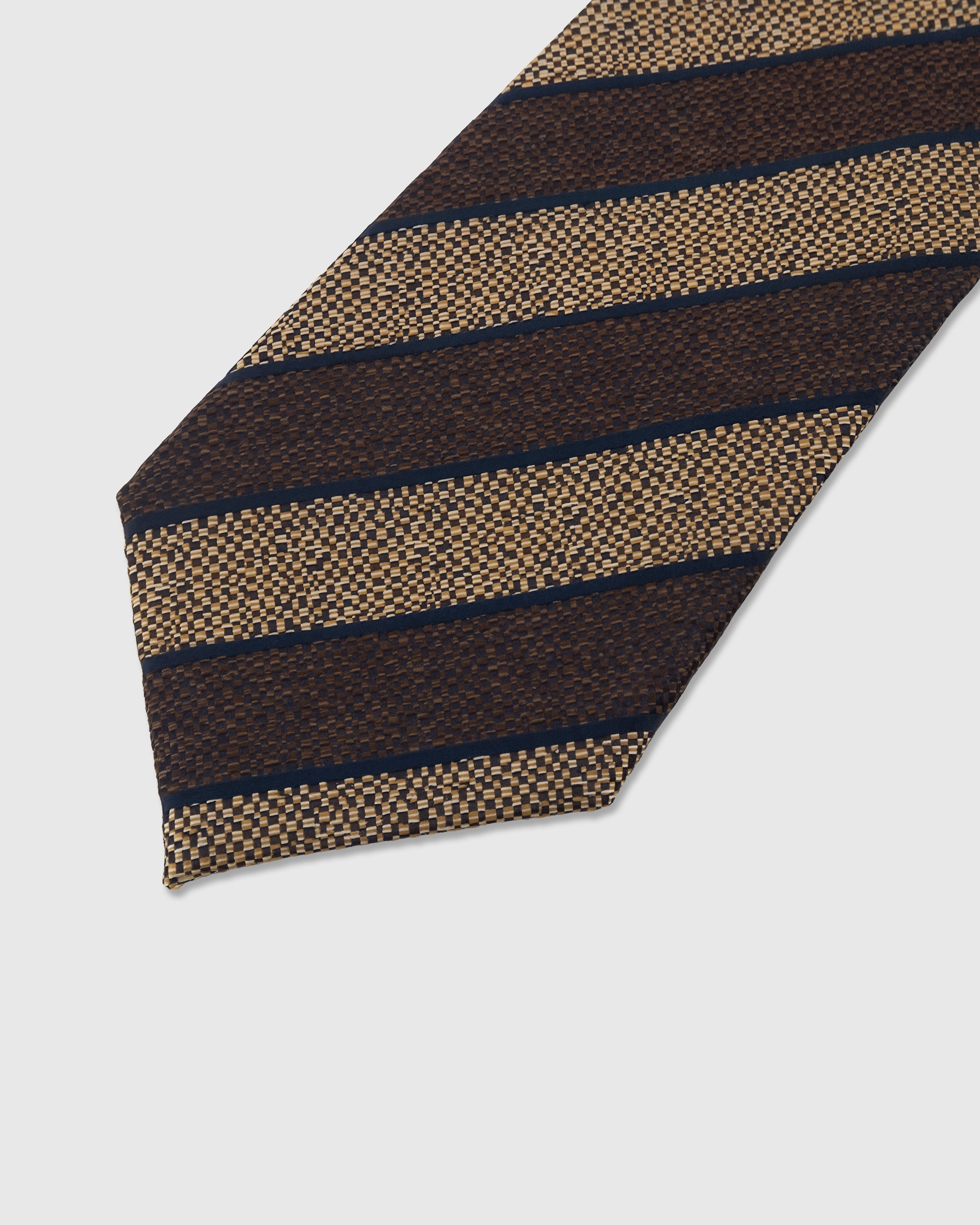 Woven stripe texture detail on walnut mulberry silk tie showing dual-weave pattern by STICKYZOO
