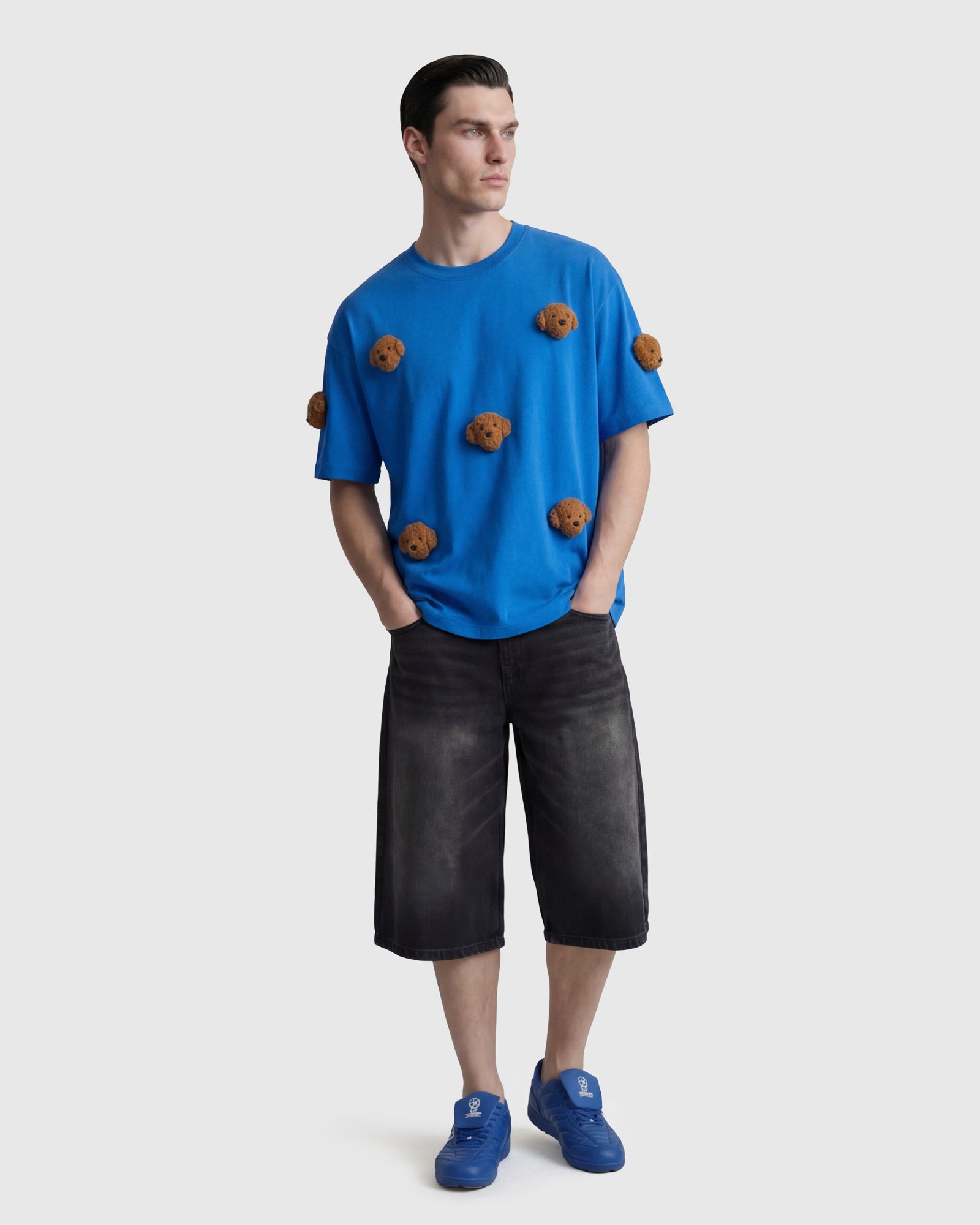 230gsm Poodle Plush T-Shirt Blue · Handmade Oversized – STICKYZOO®