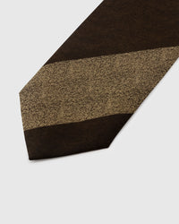 Bronze textured stripe detail on espresso mulberry silk tie showing woven construction by STICKYZOO