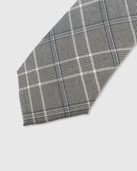 {Bold glen check pattern detail} Glen check detail on sterling grey mulberry silk tie showing embroidered pattern by STICKYZOO