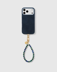 Handmade real stone phone strap on a black case, rated 4.9 across 5,000+ reviews