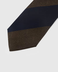 Navy and espresso block stripe detail showing contrasting woven textures on mulberry silk by STICKYZOO