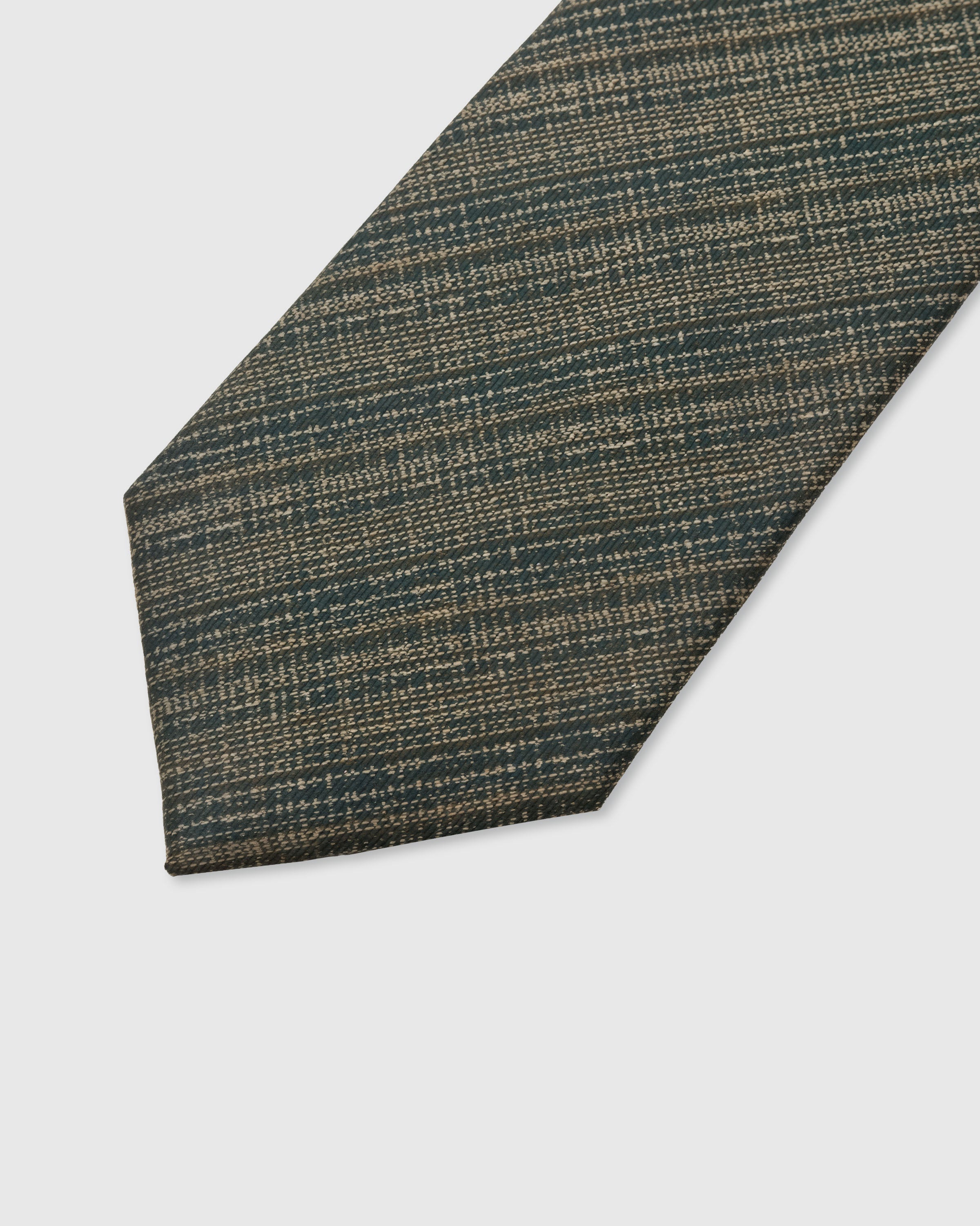 MOSS GLEN PLAID TIE — 45° Italian bias-cut construction with structured interlining, hand-finished slip stitching visible on interior
