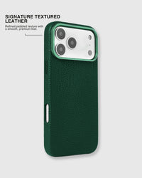 TEXTURED LEATHER CASE — GREEN
