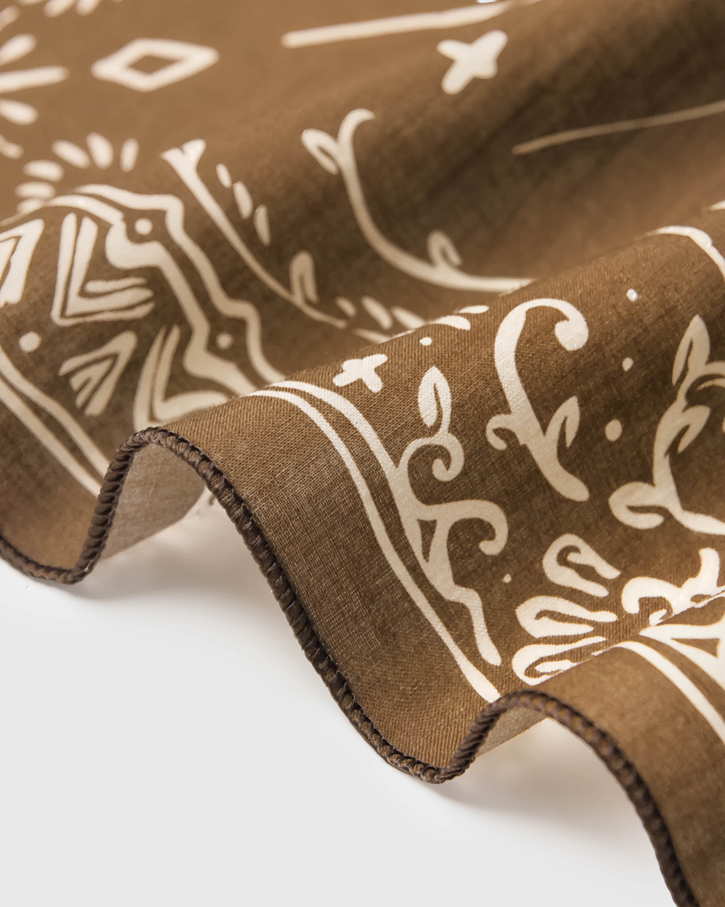 Close-up of the Victorian filigree border on the moonlit fox silk scarf showing the silk drape