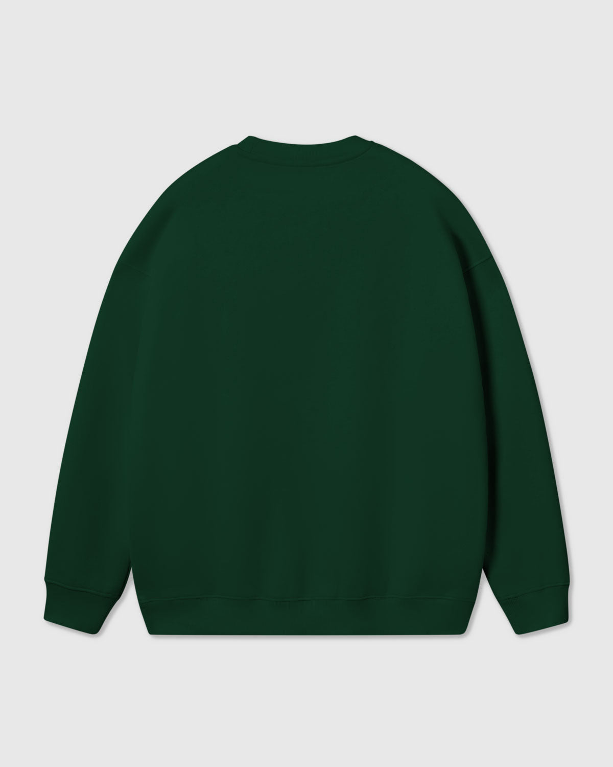 STICKYZOO Cherry Sweatshirt back view in green showing clean minimal silhouette with ribbed cuffs and hem