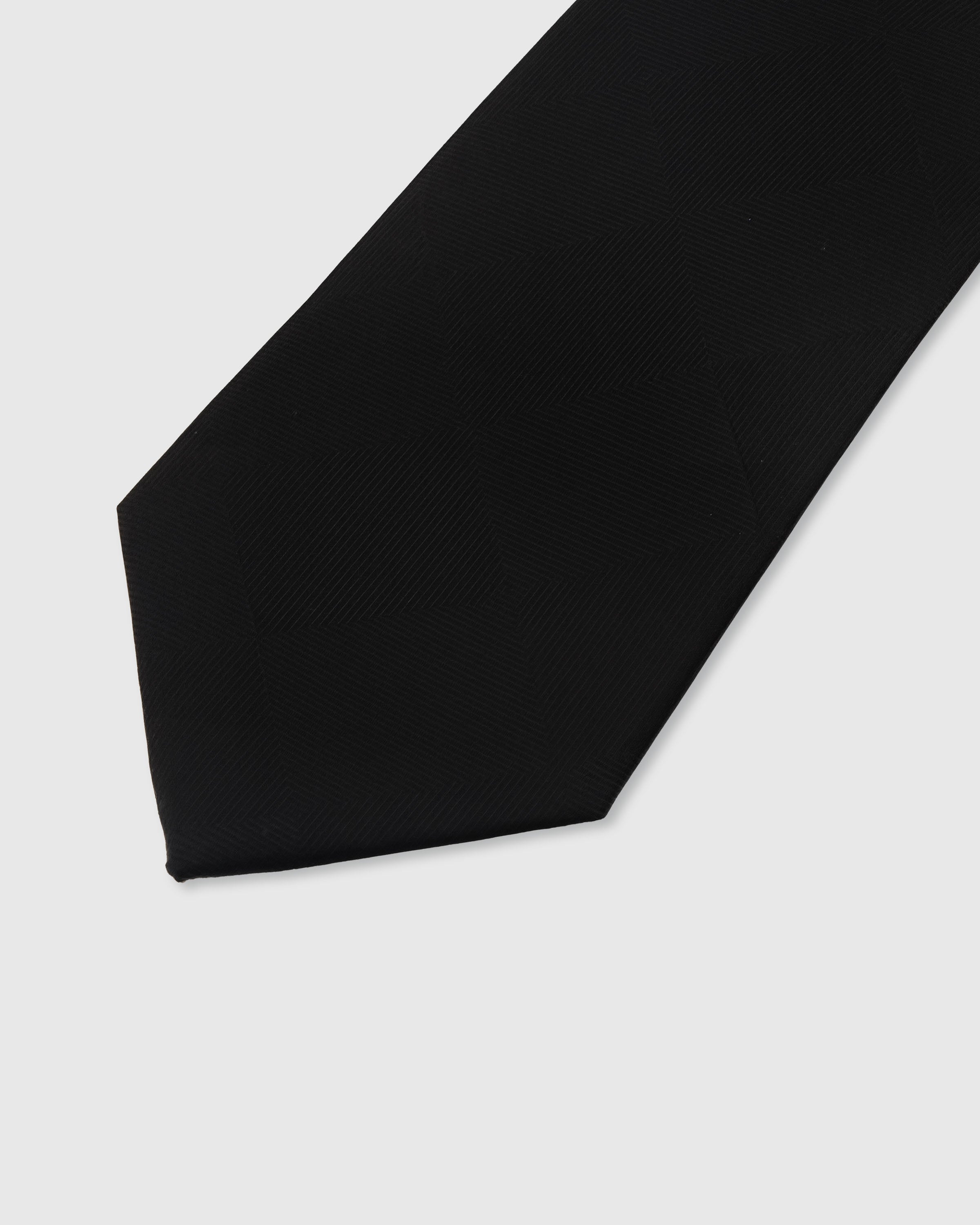 {Tonal herringbone texture} Herringbone detail on onyx black mulberry silk tie showing embroidered pattern by STICKYZOO