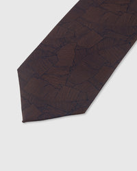 COCOA MOSAIC TIE — 45° Italian bias-cut construction with structured interlining, hand-finished slip stitching visible on interior