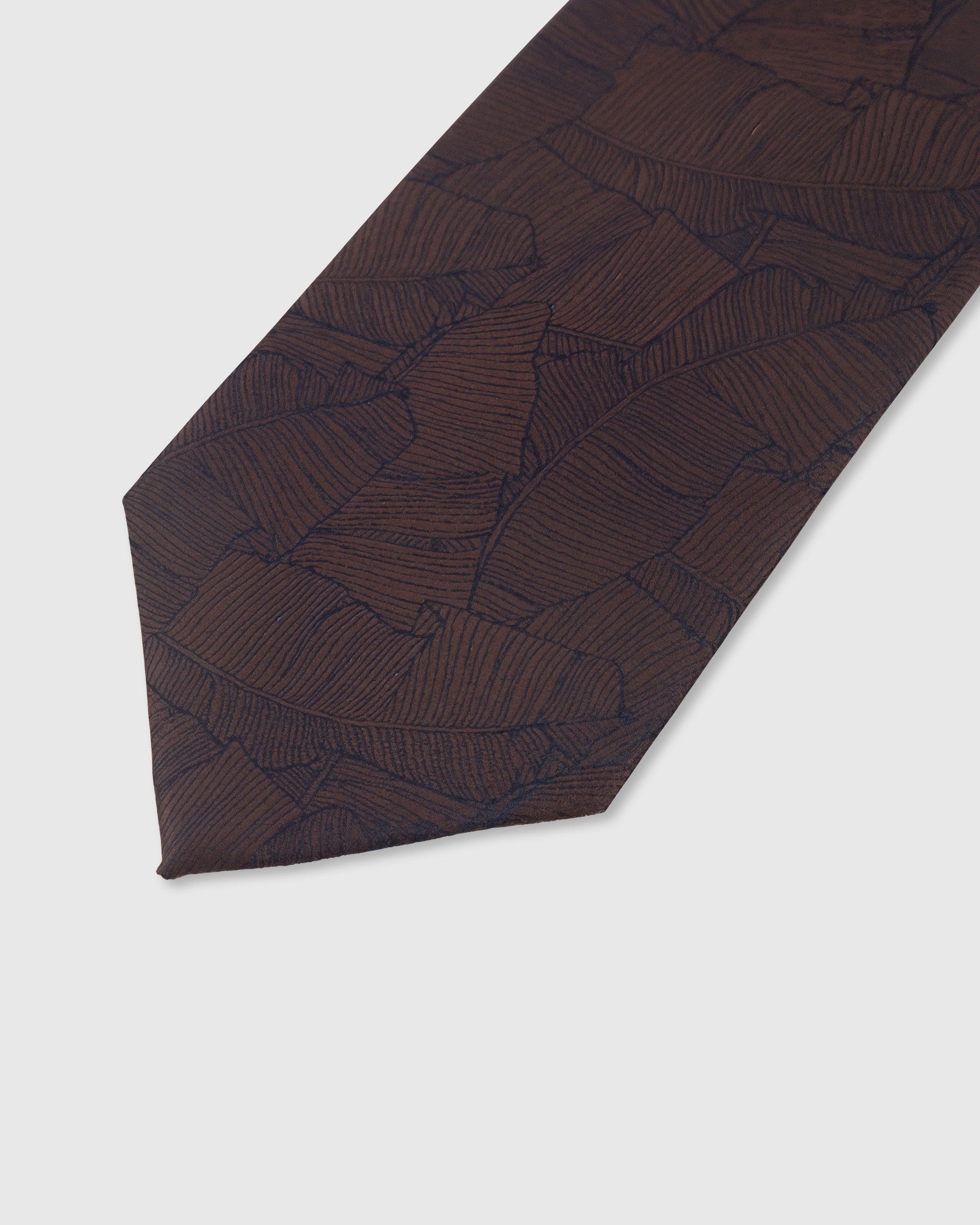 COCOA MOSAIC TIE — 45° Italian bias-cut construction with structured interlining, hand-finished slip stitching visible on interior