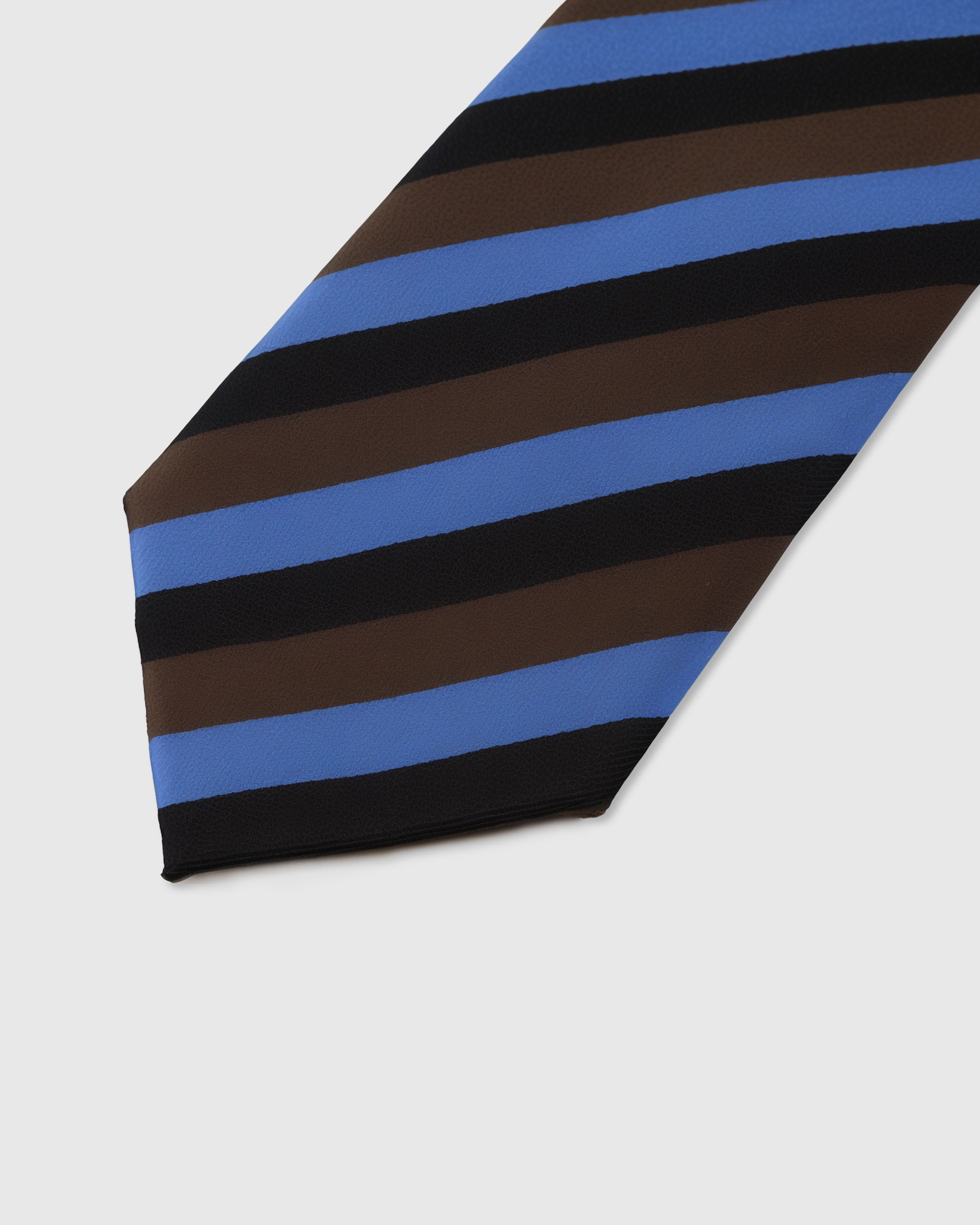 Regatta stripe detail on cobalt and mahogany mulberry silk tie showing raised hand-embroidered thread by STICKYZOO
