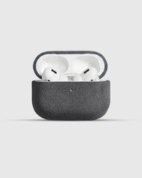 Charcoal Alcantara case open with AirPods Pro seated inside