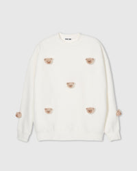 STICKYZOO TEDDY CHECK-EAR SWEATSHIRT featuring 7 hand-stitched plush check-ear bears, designed in Amsterdam