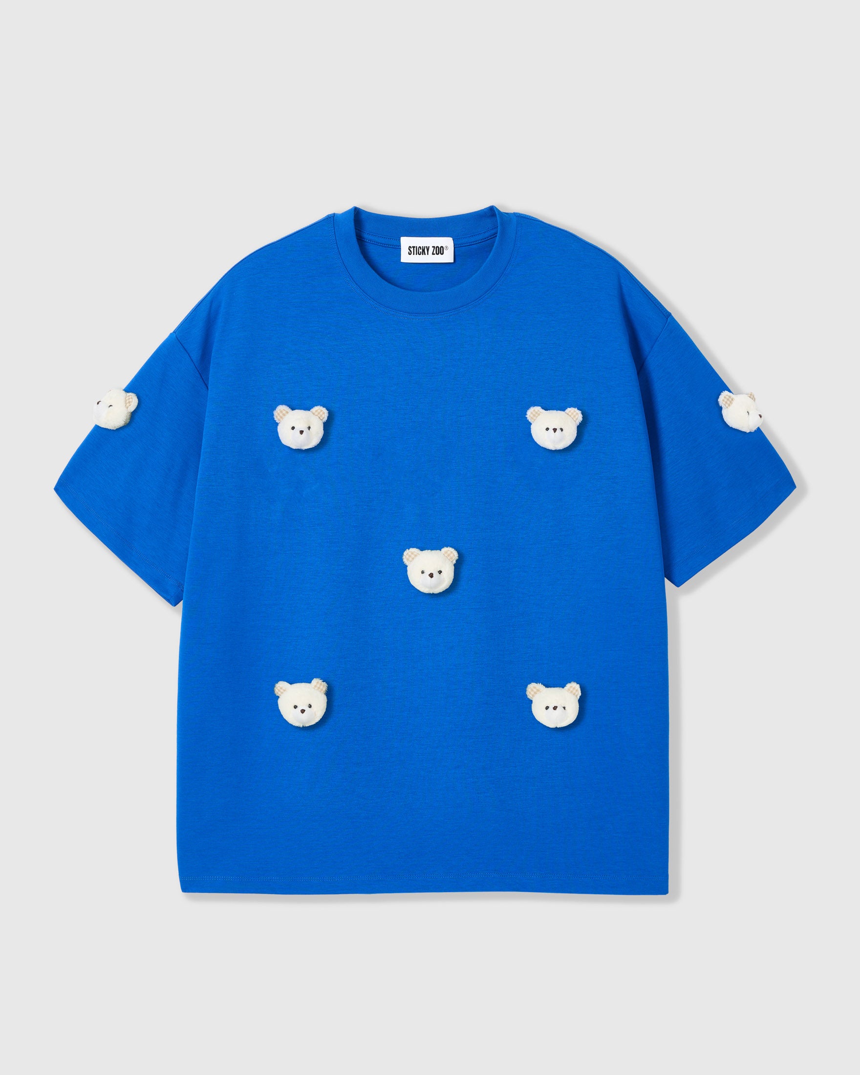 BEAR CHECKERED EAR WHITE T-SHIRT
