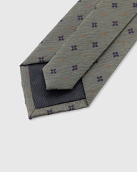 STICKYZOO Sage Floret Tie — 45° bias-cut Italian method, structured interlining, hand-finished interior