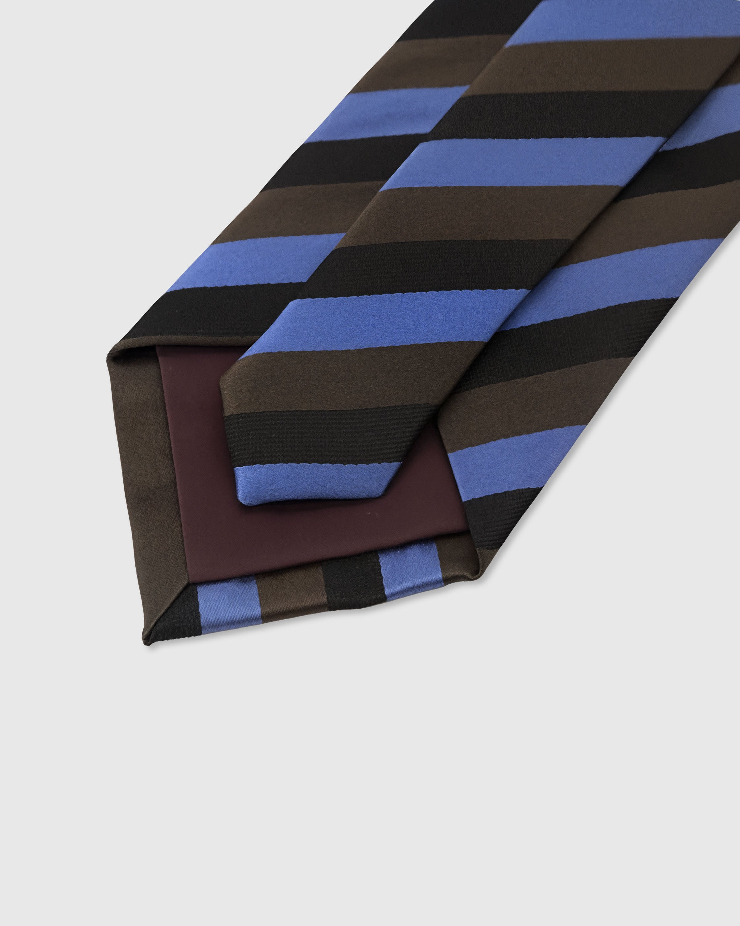 STICKYZOO Cobalt Regatta Tie back detail showing structured interlining and hand-finished slip stitching, 145 x 8 cm