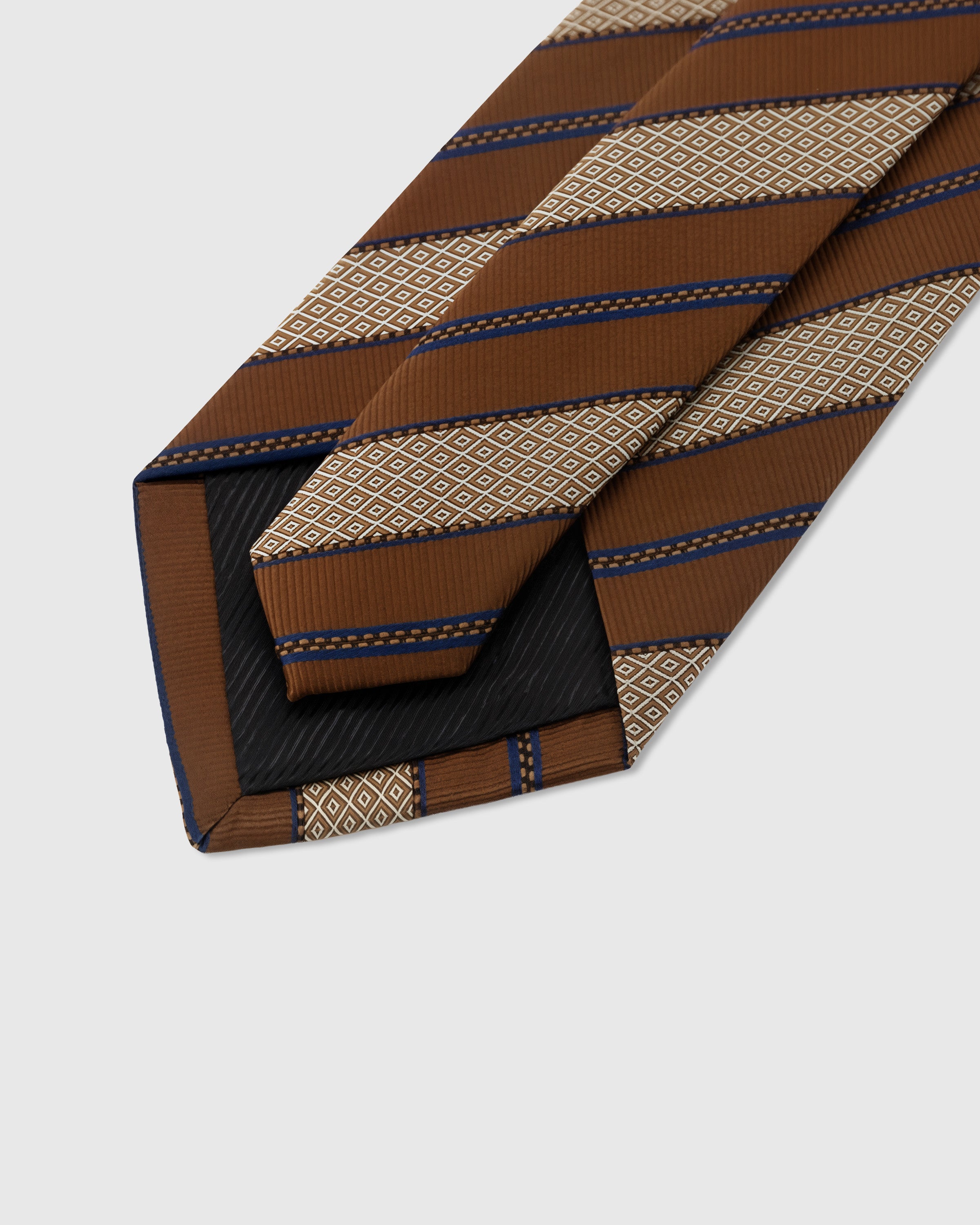 STICKYZOO Cognac Mosaic Stripe Tie, 100,000+ sold, structured interlining and hand-finished interior, 145 x 8 cm