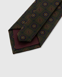 STICKYZOO OLIVE MOSAIC TIE — 45° bias-cut Italian method, structured interlining, rated 4.9★