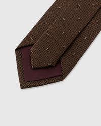 STICKYZOO Cocoa Pin Dot Tie — 45° bias-cut Italian method, structured interlining, hand-finished interior