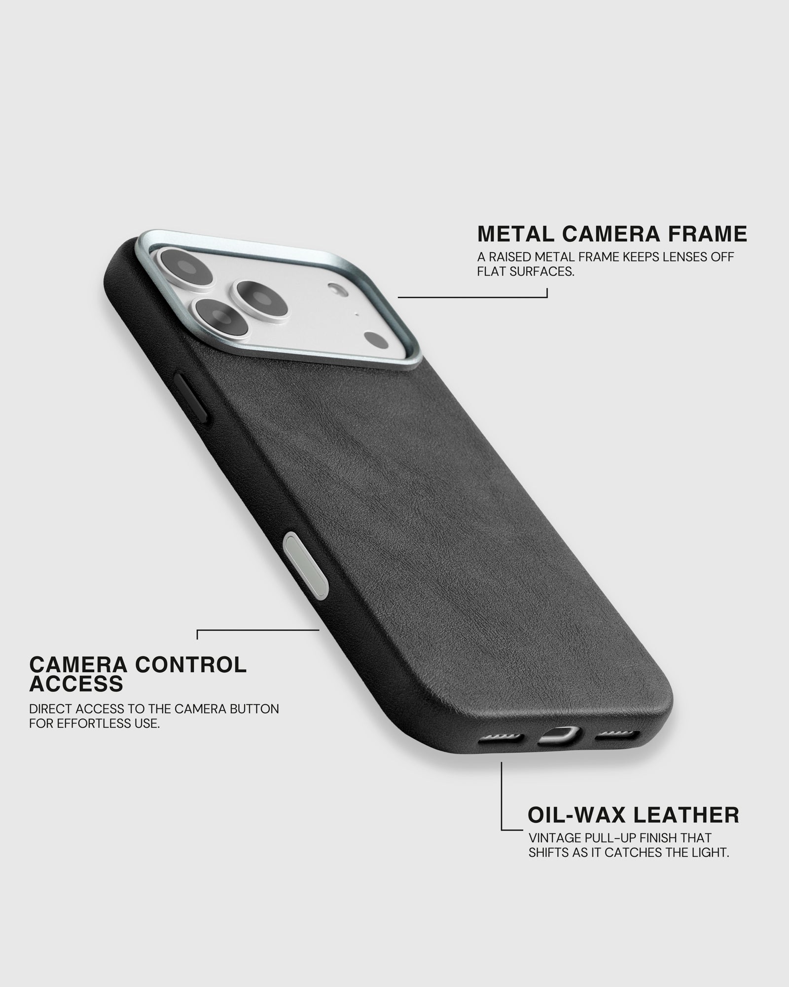 VINTAGE LEATHER PHONE CASE — BLACK