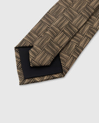STICKYZOO Bronze Basketweave Tie back detail showing structured interlining and hand-finished slip stitching, 145 x 8 cm