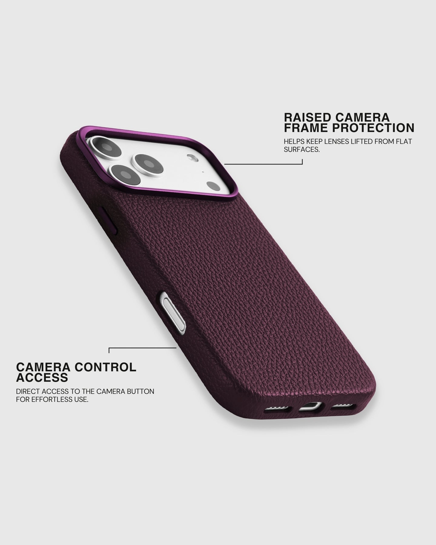 TEXTURED LEATHER CASE — BURGUNDY