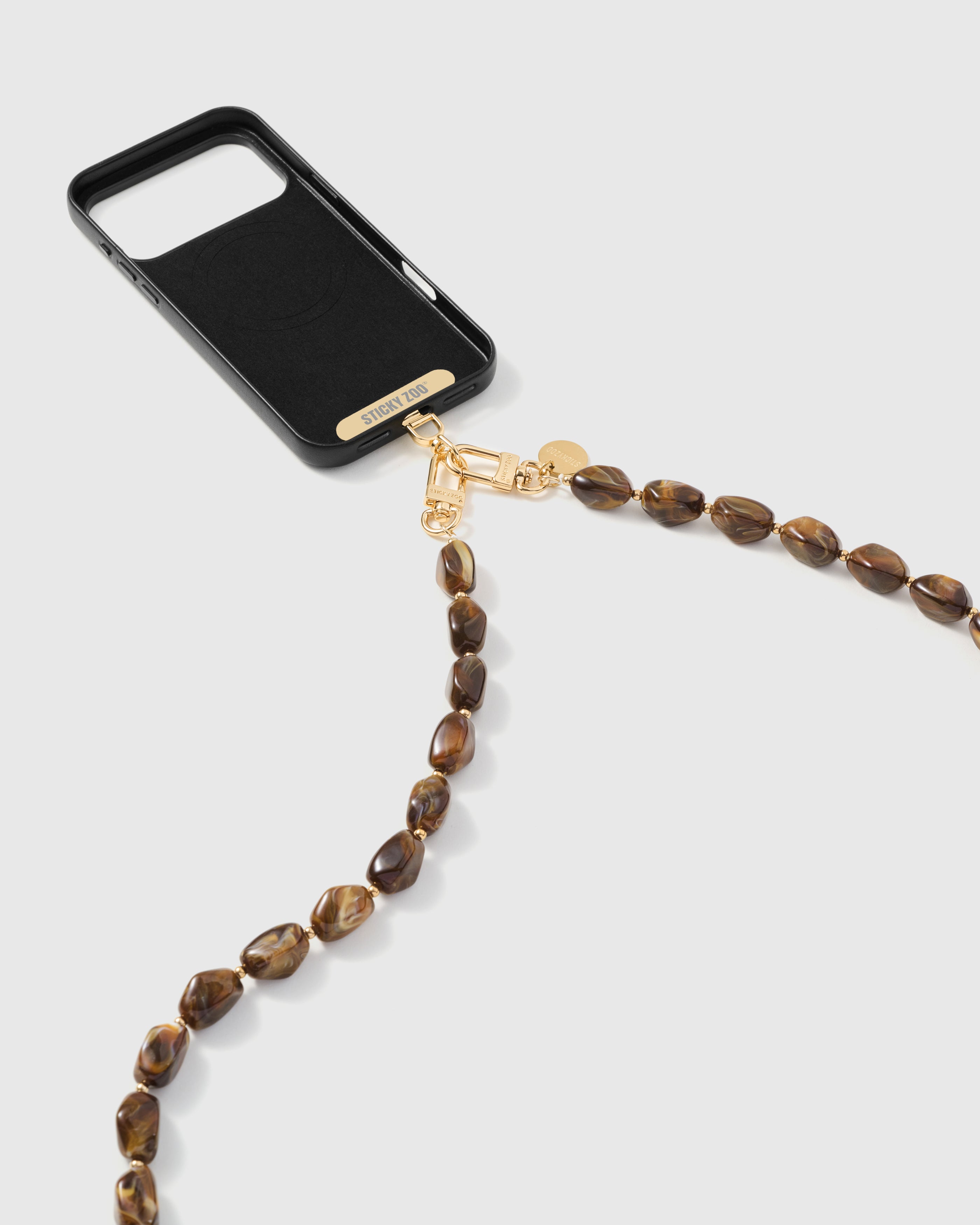 Elongated Marble Bead Phone Strap — Handmade Amber Wristlet