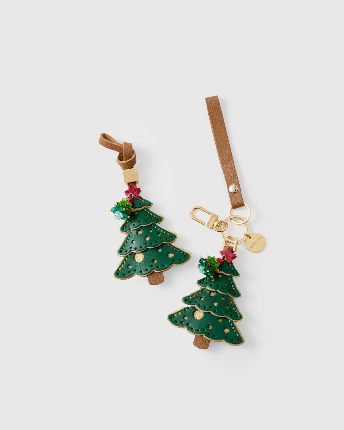 Christmas Tree Leather Bag Charm & Keychain – Handmade Holiday