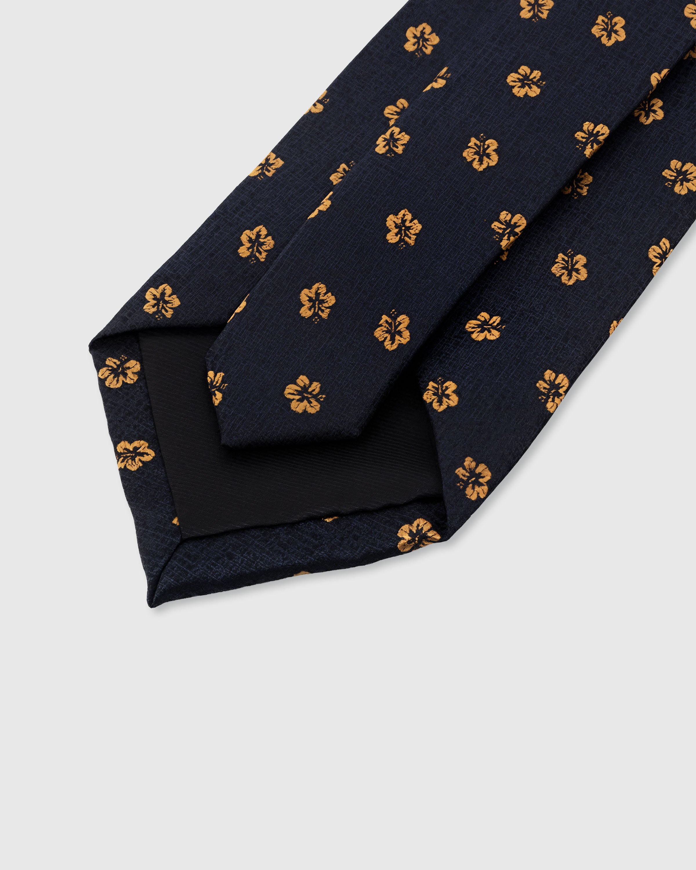 STICKYZOO NAVY HIBISCUS TIE — 45° bias-cut Italian method, structured interlining, rated 4.9★