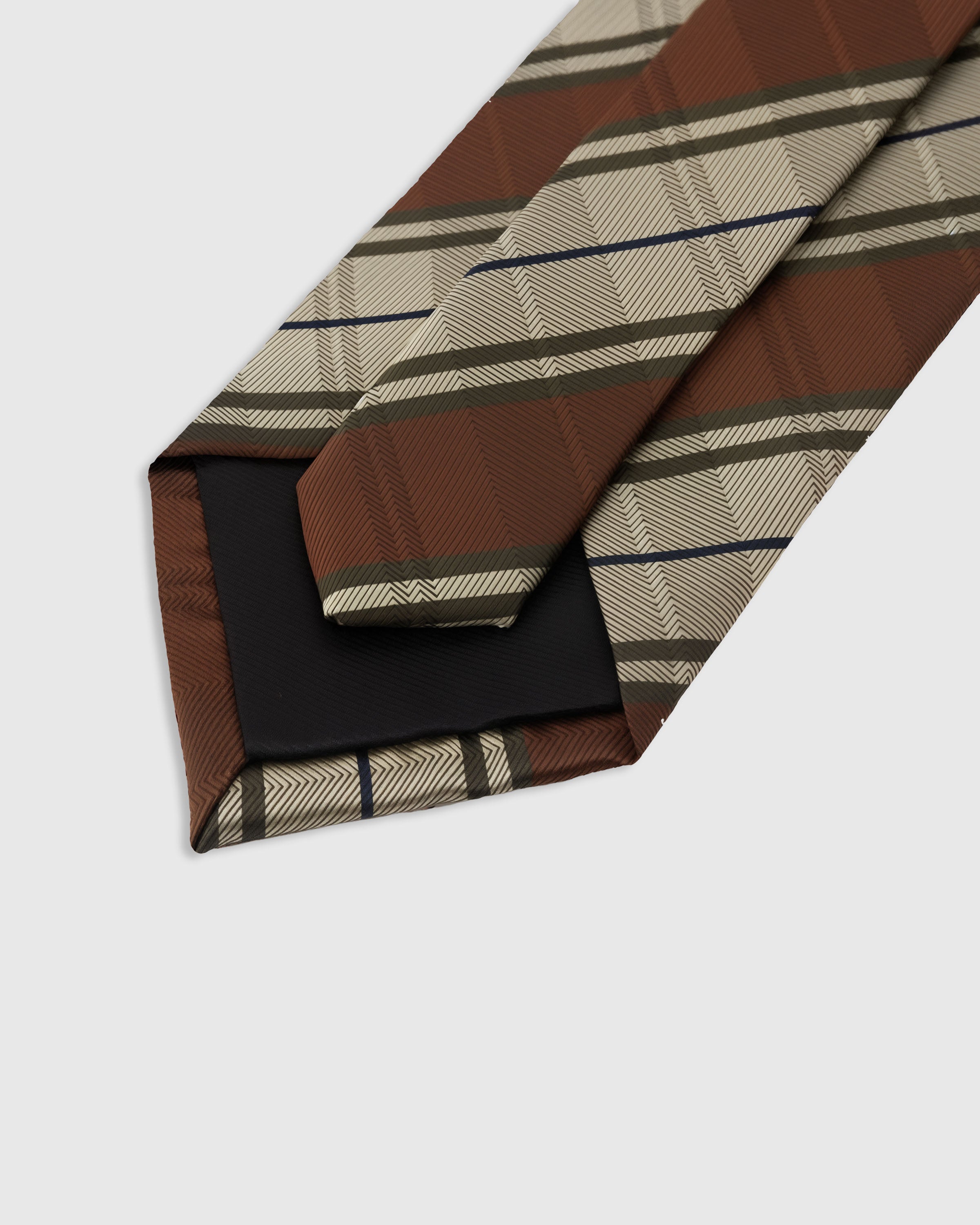 STICKYZOO Umber Herringbone Tie construction detail, 100,000+ sold worldwide, structured interlining, 145 x 8 cm
