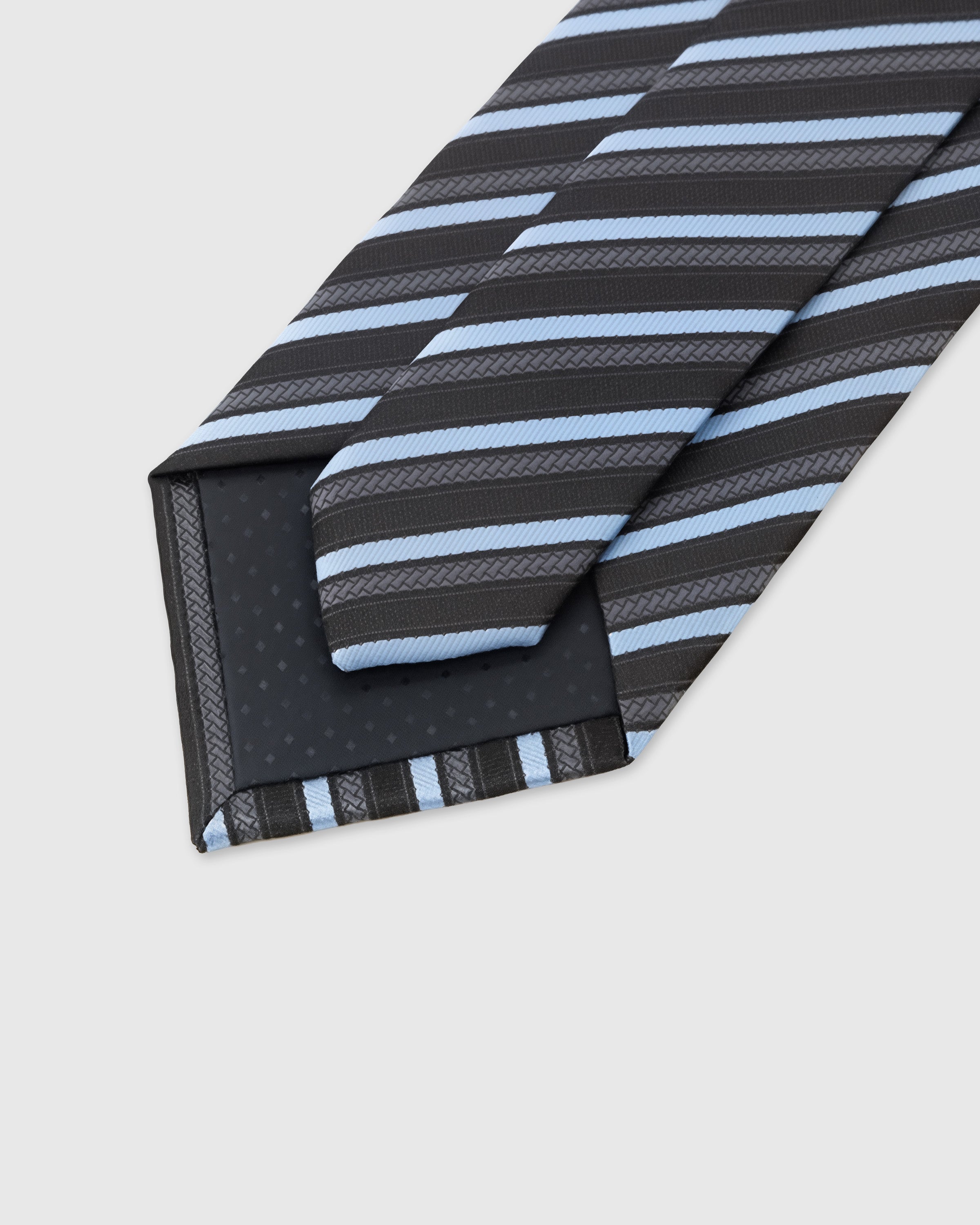 STICKYZOO Charcoal Sky Stripe Tie rated 4.9 stars, gift-ready premium packaging, 145 x 8 cm
