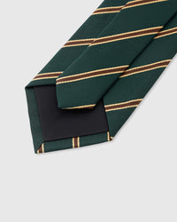 STICKYZOO Emerald Twin Stripe Tie back detail showing structured interlining and hand-finished slip stitching, 145 x 8 cm
