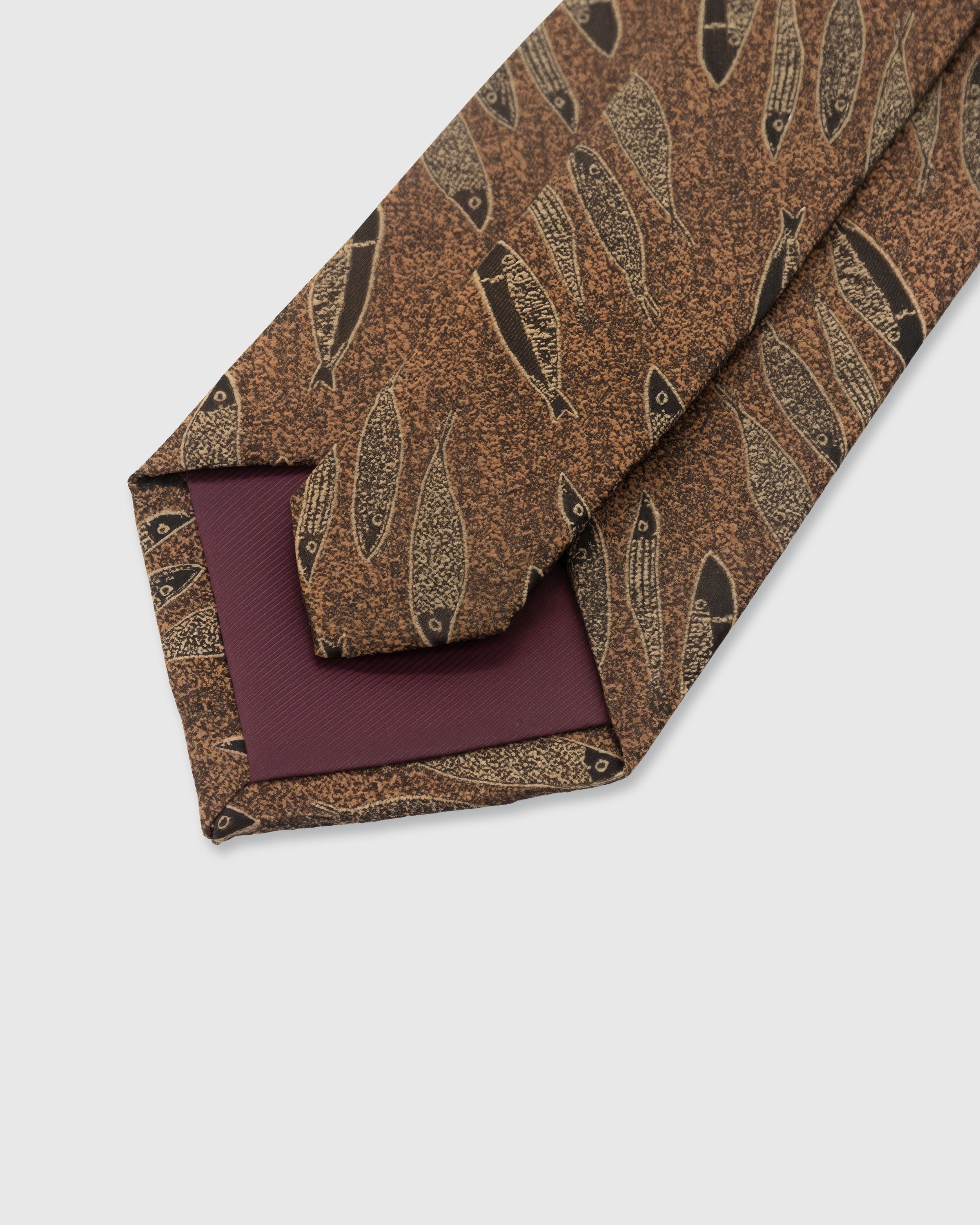 STICKYZOO Copper Sardine Tie — 45° bias-cut Italian method, structured interlining, hand-finished interior