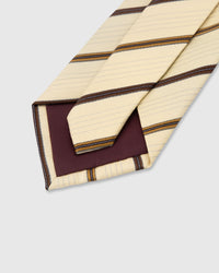STICKYZOO Cream Heritage Stripe Tie — 45° bias-cut Italian method, structured interlining, hand-finished interior