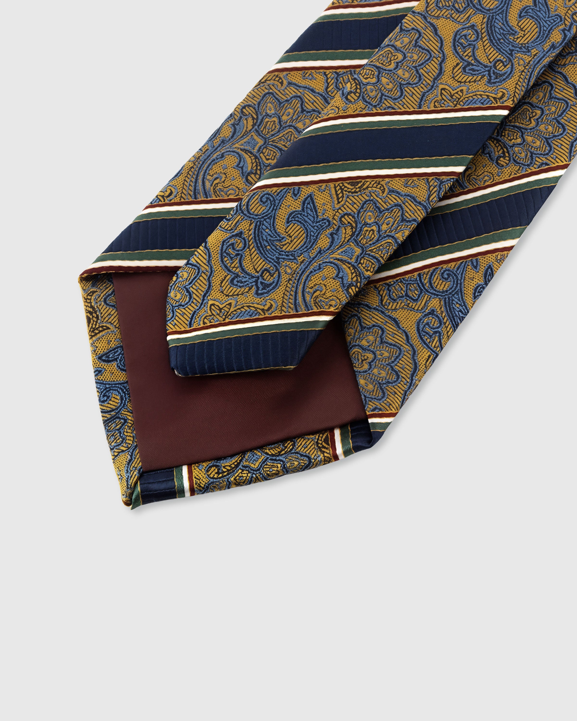 STICKYZOO NAVY PAISLEY STRIPE TIE — 45° bias-cut Italian method, structured interlining, rated 4.9★