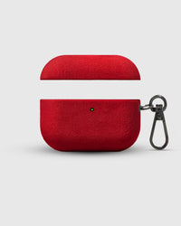 STICKYZOO red Alcantara case open showing TPU base and microfiber suede interior